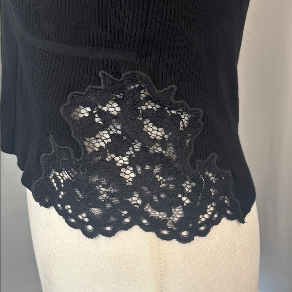EXPRESS Black Body Contour Cropped Sweater with Lace Detail- NWT-XL - Picture 10 of 15